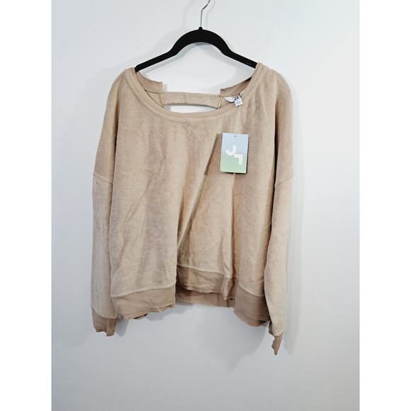 Joylab New! Women's Beige Terry Cloth Keyhole Back Top Size Large Beach Summer - Picture 1 of 4